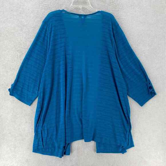 Catherines Cardigan Sweater Womens 3X‎ Blue 3/4 Sleeve Lightweight Open Cover Up - Picture 2 of 11